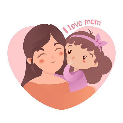 Mother and daughter bonding interactive illustration, suitable for mother s day cards, posters, events