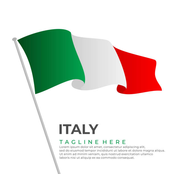 illustrazioni stock, clip art, cartoni animati e icone di tendenza di modello vettoriale italia bandiera design moderno - made in italy