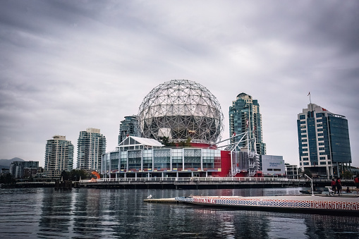 Science World Museum view from the boat in Vancouver downtown Canada