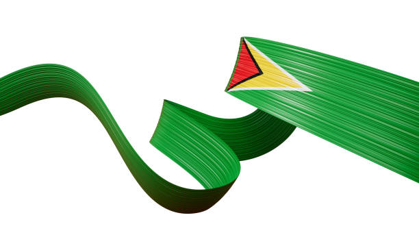 3d Flag Of Guyana Country, 3d Wavy Shiny Ribbon Isolated On White Background, 3d illustration 3d Flag Of Guyana Country, 3d Wavy Shiny Ribbon Isolated On White Background, 3d illustration guyana stock pictures, royalty-free photos & images