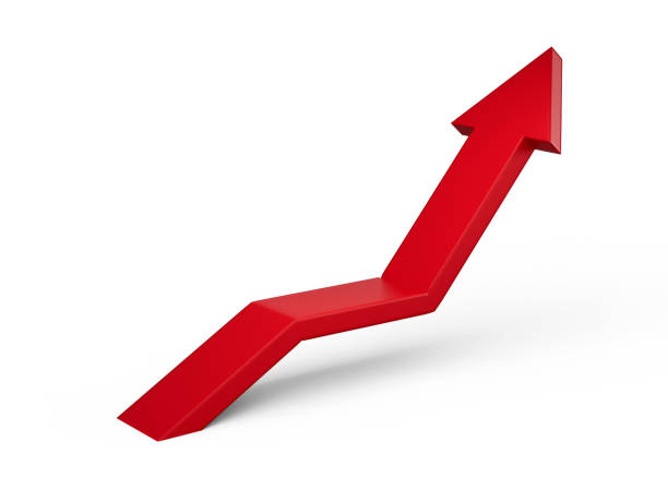 istock 3d Red Indication Arrow, 3d Simple Moving Up Arrow Isolated On White Background, 3d illustration 1471817777