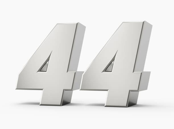 istock Silver 3d numbers 44 Forty four. Isolated white background 3d illustration 1471818619