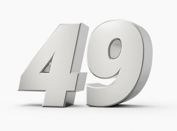 istock Silver 3d numbers 49 forty nine. Isolated white background 3d illustration 1471818630
