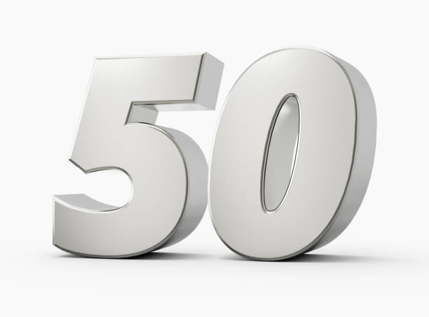 istock Silver 3d numbers 50 Fifty. Isolated white background 3d illustration 1471818642