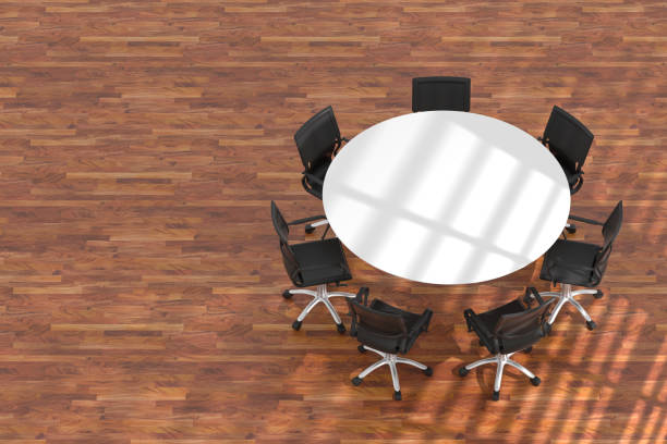 istock Office chair and conference table business teamwork background 1471820066