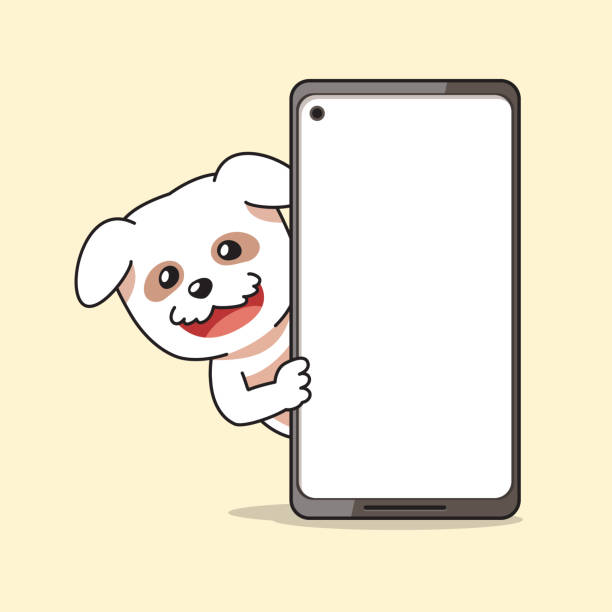 istock Cartoon character cute dog and smartphone 1471822126