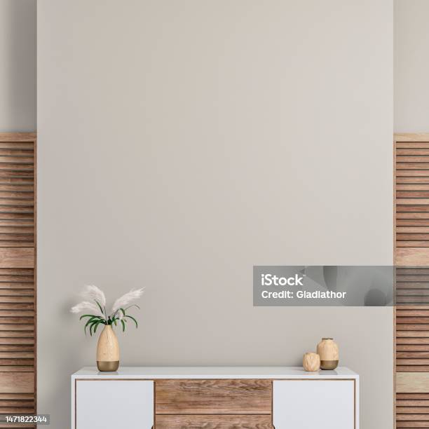 Cozy Retrochic Interior With An Artdeco Cabinet And 50s 60s Decoration Stock Photo - Download Image Now