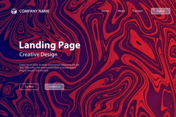 Vector illustration of Landing page Template - Liquid background with Red gradient - Trendy design
