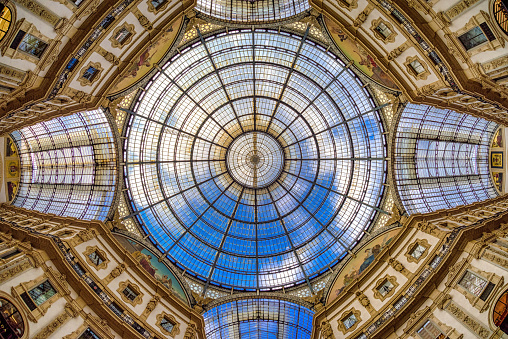 Roof of shopping centre Galleria Vittorio in Milan, Italy