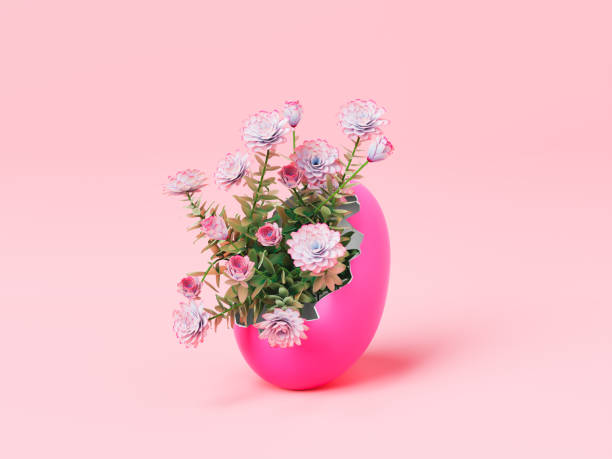 istock Bouquet of gentle flowers in pink colored eggshell 1471828199