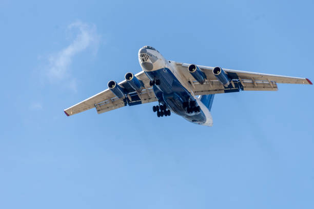 An airplane makes a approach to the landing runway.