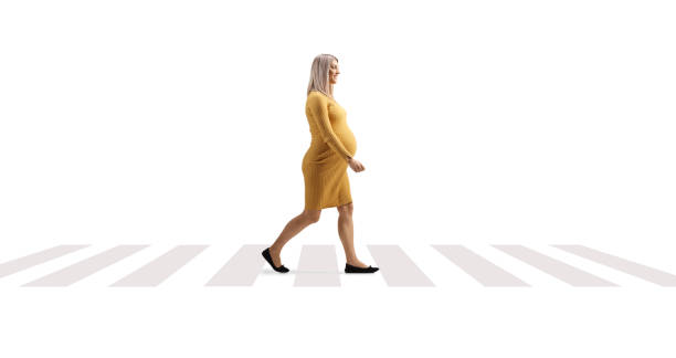 istock Pregnant walking on a pedestrian corssing 1471836992