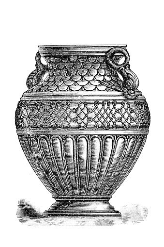 Enamelled terracotta urn
