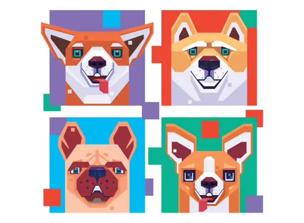 Vector illustration of dogs heads