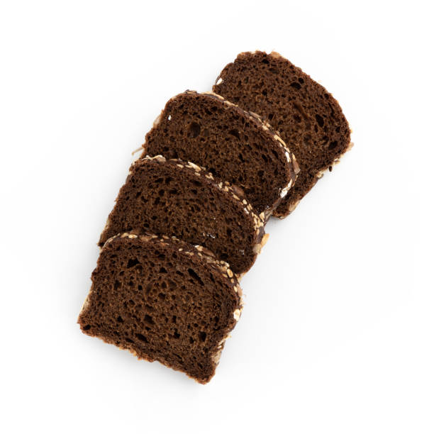 istock slices of rye bread on white background, top view 1471841305