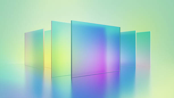 istock 3d render, abstract geometric background, translucent glass with colorful gradient, simple flat square shapes 1471843829