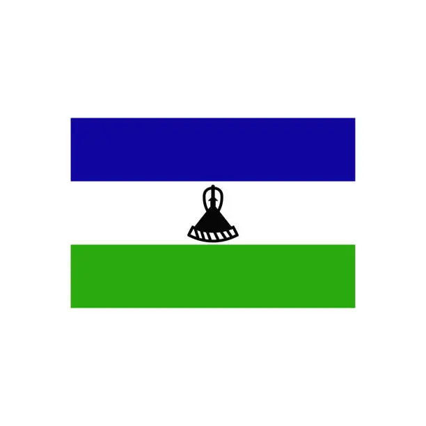 Vector illustration of Lesotho flag. State flag. Flat style.
