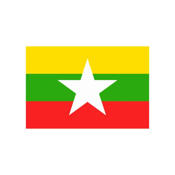 Vector illustration of Myanmar flag. State flag. Flat style.