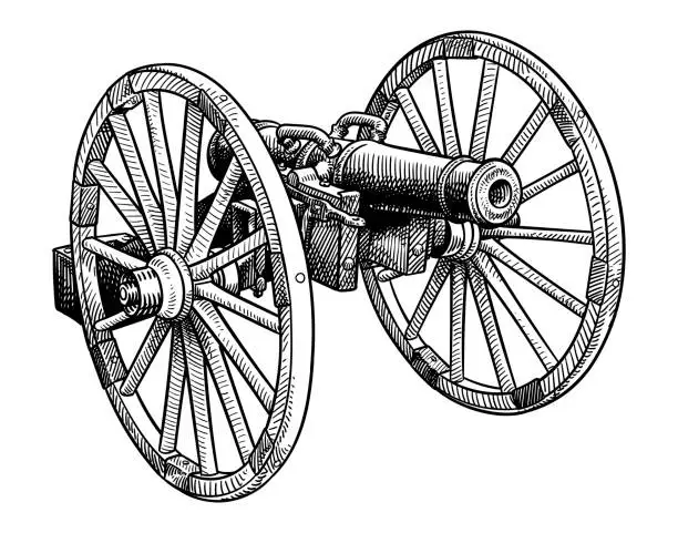 Vector illustration of Vector drawing of an old cannon