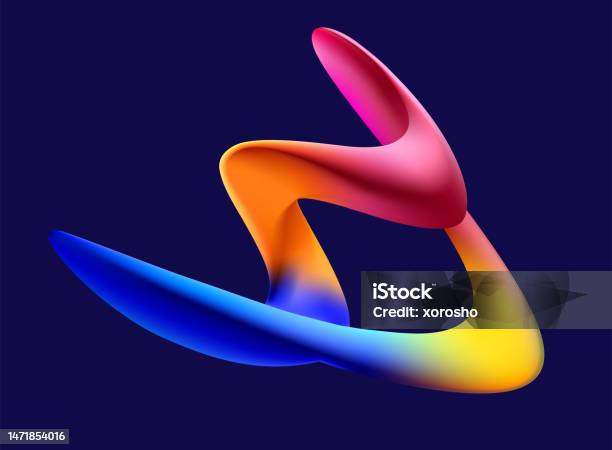 Geometric Ribbon Shape 3d Colorful Twisted Ribbon Liquid Geometric Shapes Stock Illustration ...