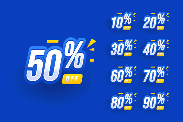 ilustrações de stock, clip art, desenhos animados e ícones de special sale template design with different discount set - 50 percent