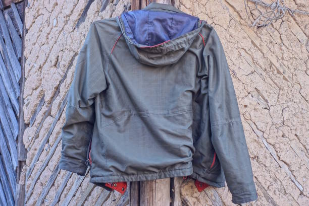 istock one green winter jacket with a fabric gray hood 1471859224