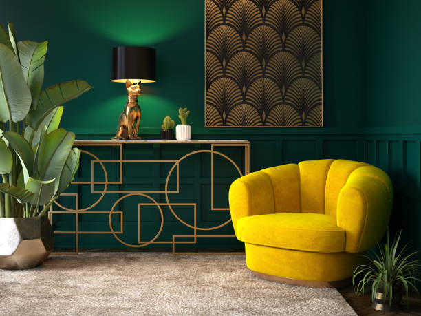 istock Luxury Interior. Modern art deco living room interior 3D illustration 1471868927