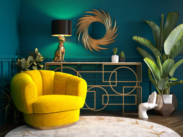 istock Luxury Interior. Modern art deco living room interior 3D illustration 1471869023