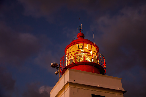 The head of classic sea lighthouse