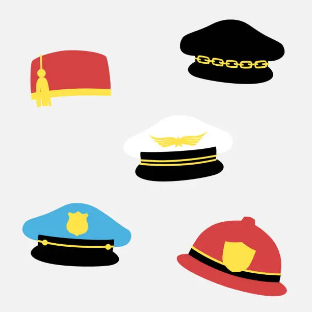 Vector illustration of occupation hat set
