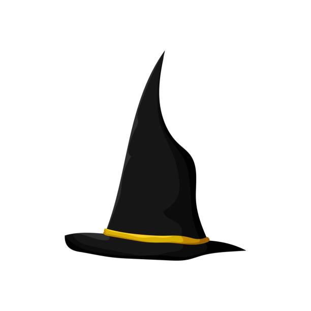 istock Pointed black witch hat. Magician sorcerer headdress for halloween 1471875303