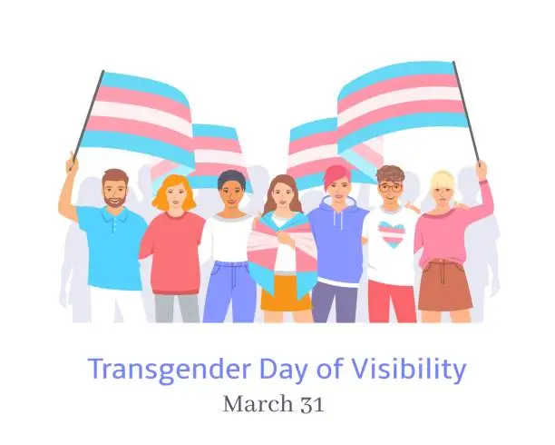 Vector illustration of International Transgender Day of Visibility March