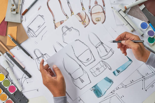 istock Designer stylish sketch Drawn design template pattern made leather clutch bag handbag purse Woman female Fashionable Fashion Luxury Elegant accessory. 1471879249