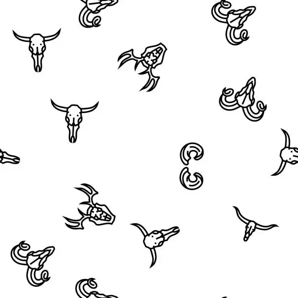 Vector illustration of horn animal wildlife nature vector seamless pattern