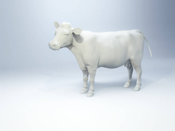 Side view of a white cow sculpture