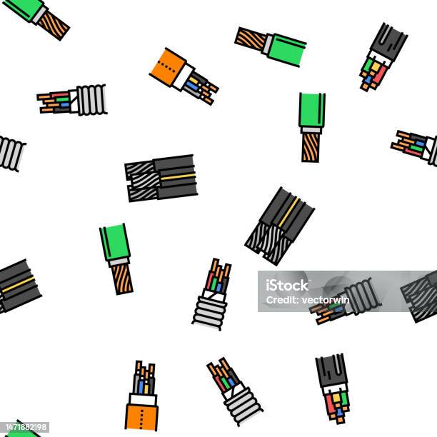 Wire Pattern Vector Wire Cable Technology Connection Vector Seamless Pattern Stock ...