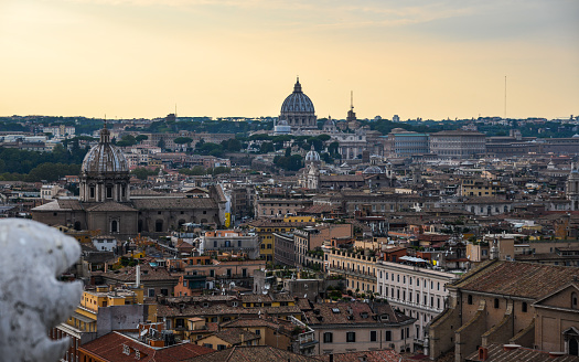 City of Ancient Rome ruins. Cityscape skyline of landmarks of Rome famous travel destinations of Italy.