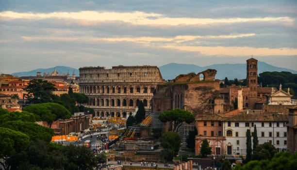istock Panoramic view of Ancient Rome ruins 1471883152