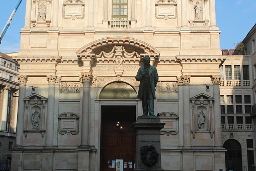 Alessandro Francesco Tommaso Manzoni; (March 7, 1785 – May 22, 1873) Italian poet and novelist. The statue of the writer and poet is in the foreground and his house is behind him