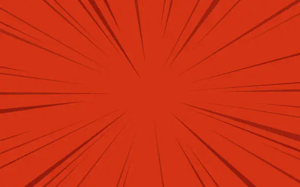 Vector illustration of Red Comic Blast Lines Abstract Background