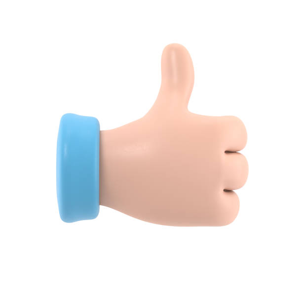 istock Cartoon Gesture Icon Mockup. businessman hand shows thumb up,3D rendering on white background. 1471888537