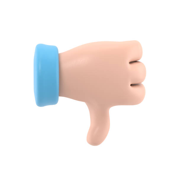 istock Cartoon Gesture Icon Mockup.Dislike, negative, bad feedback or disagreement concept. 3D rendering on white background. 1471888548