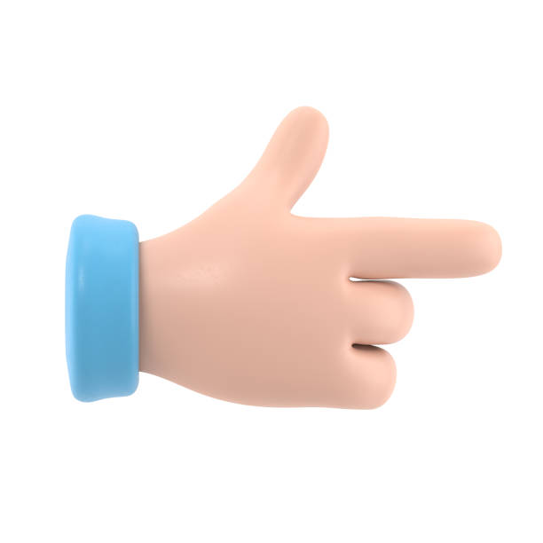 istock Cartoon Gesture Icon Mockup.Cartoon character hand pointing gesture. 3D rendering on white background. 1471888583
