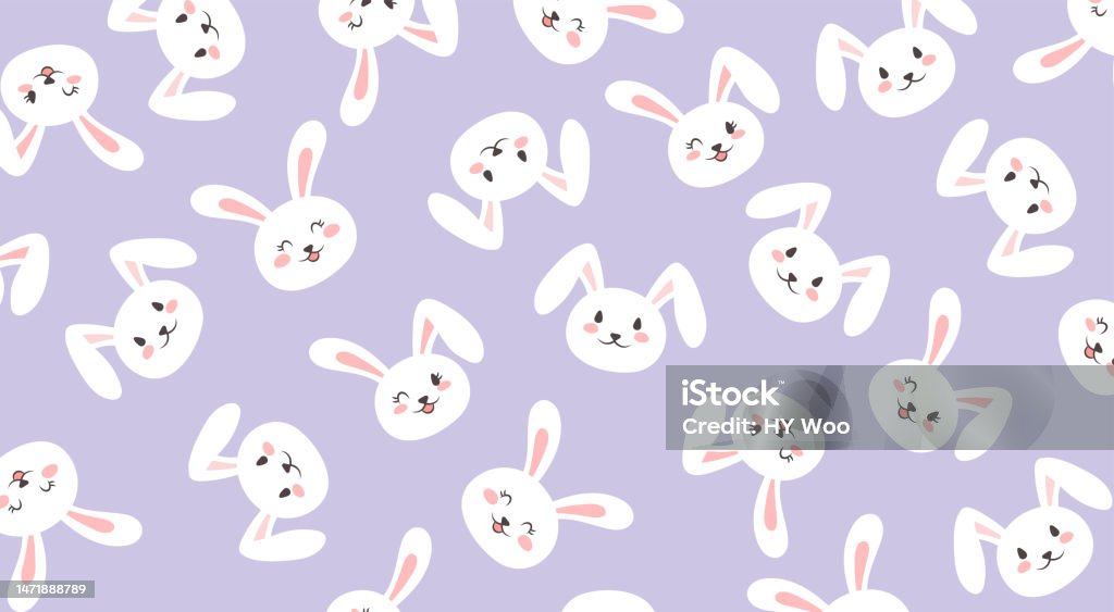 Simple Rabbit Background Cute Happy Rabbit Repeated Pattern Background Wallpaper Stock ...