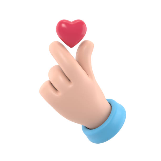 istock Cartoon Gesture Icon Mockup.Stylized Cartoon 3D Rendering Hand Gesture Represents the Finger Heart Symbol, a Message of Love.3D rendering on white background. 1471889662