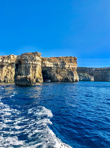 Cliffs and caves by the Blue Lagoon, Comino, Malta