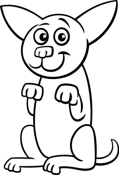 Vector illustration of cartoon playful dog character doing a trick coloring page