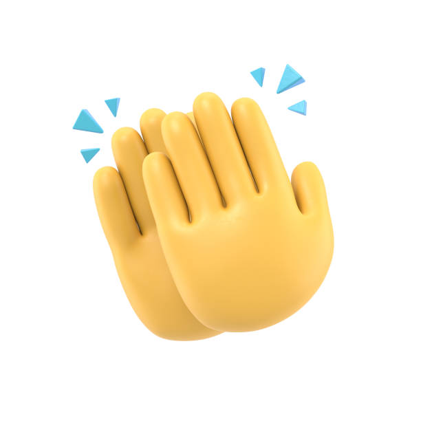 cartoon geste icon mockup.cartoon figur hände klatschen oder applaus mit lauten geräuschen. 3d-rendering auf weißem hintergrund. - bravo supershow stock-fotos und bilder