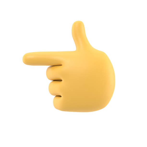 istock Cartoon Gesture Icon Mockup.Cartoon character hand pointing gesture. 3D rendering on white background. 1471892232