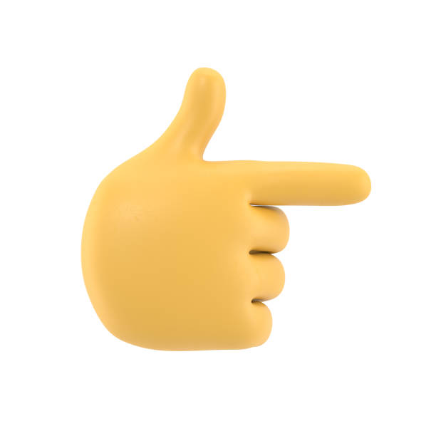 istock Cartoon Gesture Icon Mockup.Cartoon character hand pointing gesture. 3D rendering on white background. 1471892234